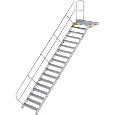 Günzburger Steigtechnik Treppe mit Plattform 45° Stufenbreite 1.000 mm 18 Stufen Alum