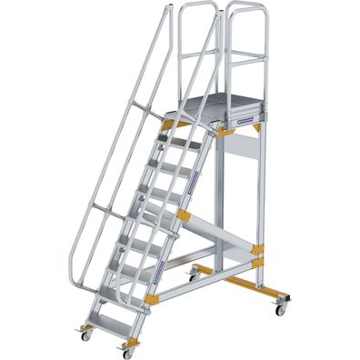 Günzburger Steigtechnik Plattformtreppe 60° fahrbar Stufenbreite 0,6 m 9 Stufen - 600