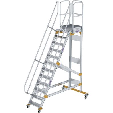 Günzburger Steigtechnik Plattformtreppe 60° fahrbar Stufenbreite 0,6 m 12 Stufen - 60