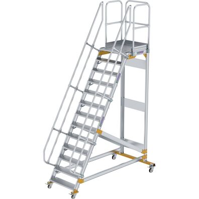 Günzburger Steigtechnik Plattformtreppe 60° fahrbar Stufenbreite 0,8 m 13 Stufen - 60