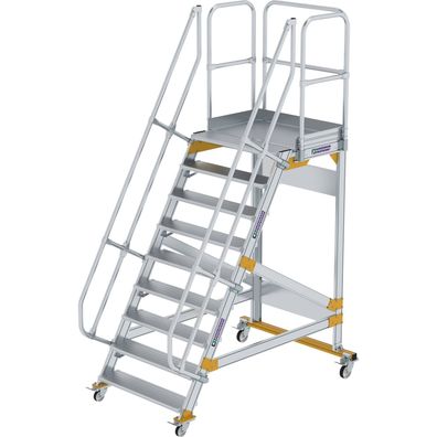 Günzburger Steigtechnik Plattformtreppe 60° fahrbar Stufenbreite 1 m 9 Stufen - 60074