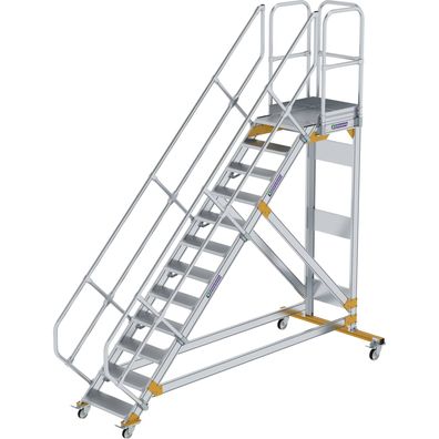 Günzburger Steigtechnik Plattformtreppe 45° fahrbar Stufenbreite 0,6 m 12 Stufen Alum