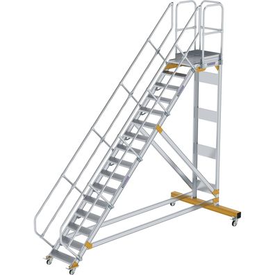 Günzburger Steigtechnik Plattformtreppe 45° fahrbar Stufenbreite 0,6 m 16 Stufen Alum