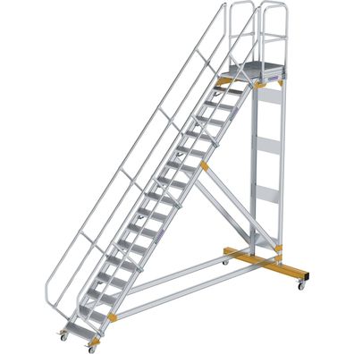 Günzburger Steigtechnik Plattformtreppe 45° fahrbar Stufenbreite 0,6 m 17 Stufen Alum