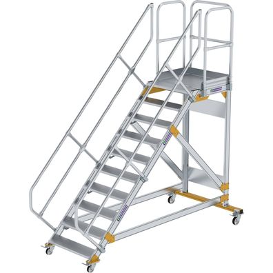 Günzburger Steigtechnik Plattformtreppe 45° fahrbar Stufenbreite 0,8 m 10 Stufen Alum