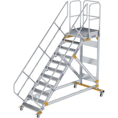 Günzburger Steigtechnik Plattformtreppe 45° fahrbar Stufenbreite 0,8 m 11 Stufen Alum