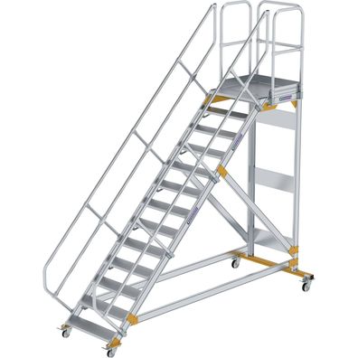 Günzburger Steigtechnik Plattformtreppe 45° fahrbar Stufenbreite 0,8 m 13 Stufen Alum