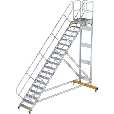 Günzburger Steigtechnik Plattformtreppe 45° fahrbar Stufenbreite 0,8 m 19 Stufen Alum