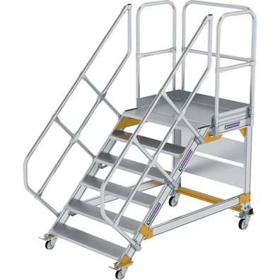 Günzburger Steigtechnik Plattformtreppe 45° fahrbar Stufenbreite 1 m 6 Stufen Alumini