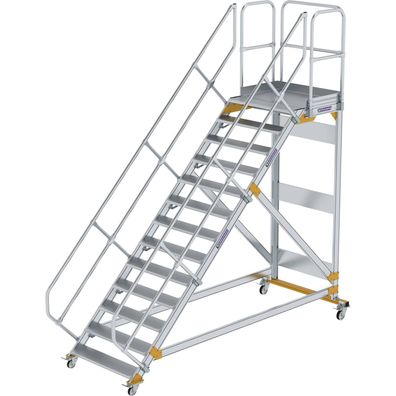 Günzburger Steigtechnik Plattformtreppe 45° fahrbar Stufenbreite 1 m 13 Stufen Alumin