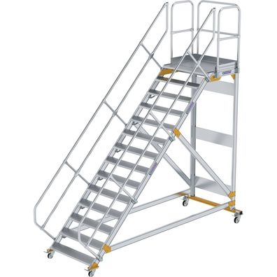 Günzburger Steigtechnik Plattformtreppe 45° fahrbar Stufenbreite 1 m 14 Stufen Alumin