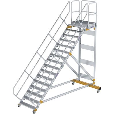 Günzburger Steigtechnik Plattformtreppe 45° fahrbar Stufenbreite 1 m 16 Stufen Alumin