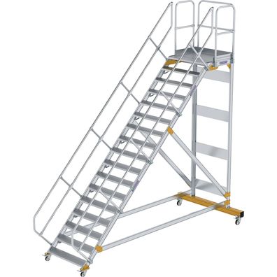 Günzburger Steigtechnik Plattformtreppe 45° fahrbar Stufenbreite 1 m 17 Stufen Alumin