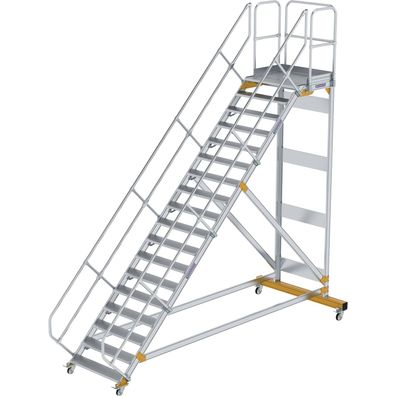 Günzburger Steigtechnik Plattformtreppe 45° fahrbar Stufenbreite 1 m 18 Stufen Alumin