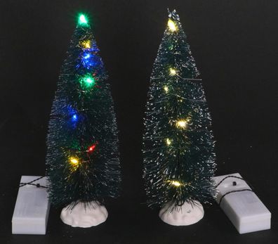 Künstliche Tanne Deko Schneetanne 22cm mit LED Lichterkette bunt warmweiss