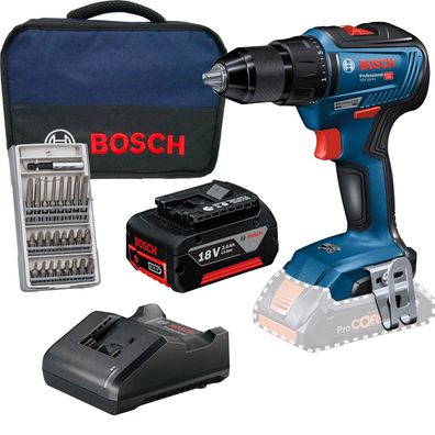 Bosch Akku-Bohrschrauber GSR 18V-55 / 1x 3,0 Ah Akku + Ladegerät + Bit-Set