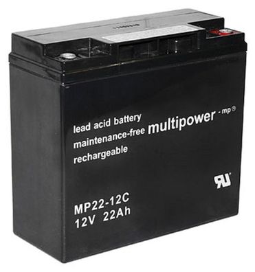 Amazon Multipower Blei-Akku MP22-12C Pb 12V 22Ah Zyklenfest, M6 Innengewinde