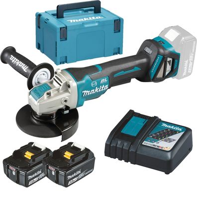 Makita DGA519RFJ Akku-Winkelschleifer Ø 125 mm 18 V / 2x 3,0 Ah Akku + Ladegerät im M