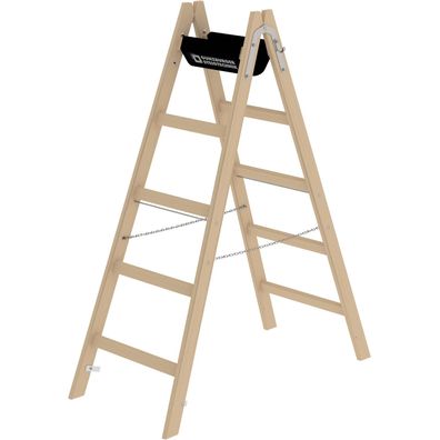 Günzburger Steigtechnik Sprossen-Stehleiter Holz 2 x 5 Sprossen - 033210