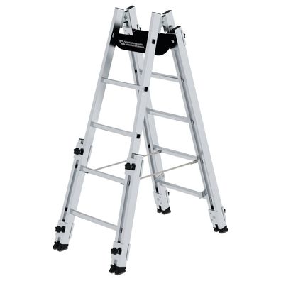 Günzburger Steigtechnik Aluminium Stehleiter 2x5 Sprossen treppengängig - 033510