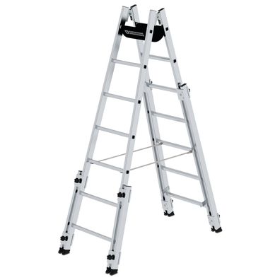 Günzburger Steigtechnik Aluminium Stehleiter 2x7 Sprossen treppengängig - 033514