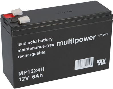 Multipower Blei-Akku MP1224H 12V 6Ah Hochstrom Faston 6,3mm