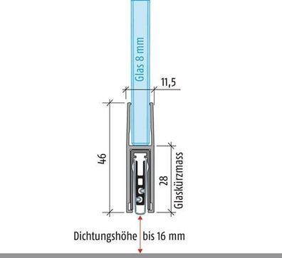 Planet ASSA ABLOY Türdichtung KG-F8 schmal 1-s.L.959mm Alu. silberf. GLT - 38