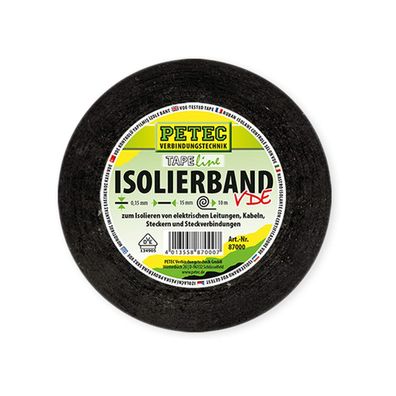 Petec Verbindungstechnik Isolierband schwarz Rolle mit 10 Meter