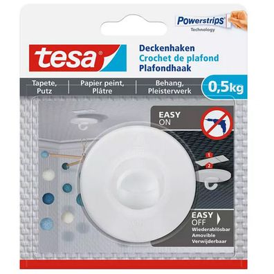 tesa Klebenagel für Tapeten und Putz Haltekraft 500g 1 Haken 3 Stripes
