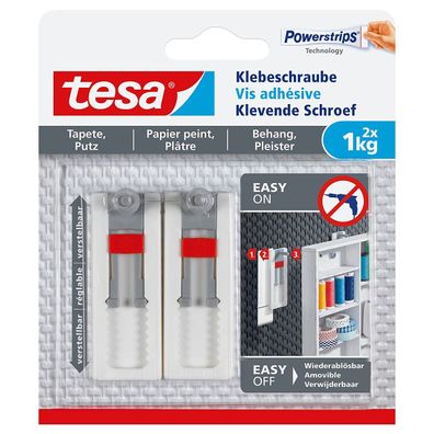 tesa Powerstrips Klebeschraube für Tapete und Putz weiß 2 Stück