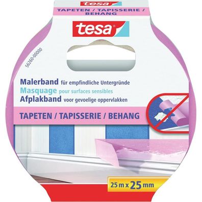 Tesa Malerband Tapeten für empfindliche Untergründe 25m x 25mm