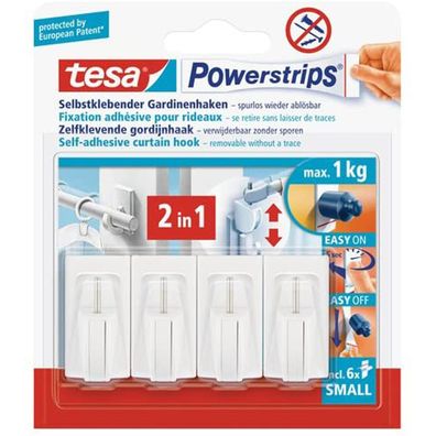 tesa Powerstrips Gardinenhaken weiss UV beständig 4 Stück