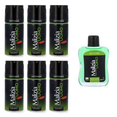 Malizia UOMO Vetyver Deodorant 6 x150 ml & After Shave 100 ml