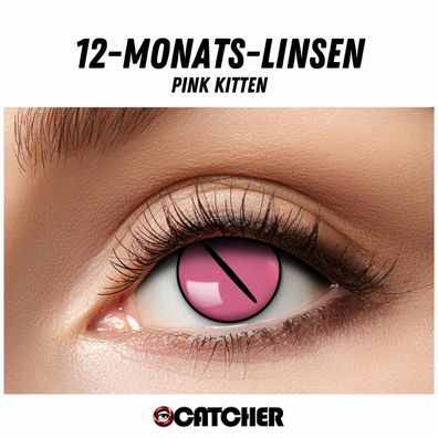 12 Monatslinsen Pink Kitten Rosa Schwarz Motivlinse