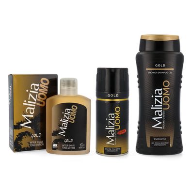 Malizia UOMO GOLD Set Deo + Duschgel + Aftershave