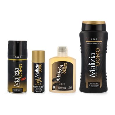 Malizia UOMO GOLD Set Deo + Duschgel + Aftershave + RS