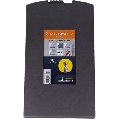 Alpen Kassette Bohren TIMBER TWIST KP 1.0-13.0x0.5mm 25 tlg 0067100025100
