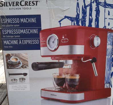 Silvercrest Espressomaschine Siebträger »SEM 1100 C5« rot