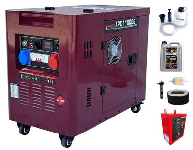 AiPOWER Diesel Stromaggregat Full Power 9 KVA APD11000Q 400V/230V Set inkl. Zubehör