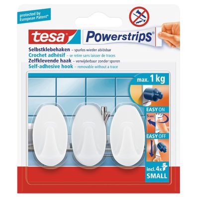 tesa Powerstrips Selbstkaken Small Oval weiss wieder abloesbar