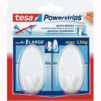 Powerstrips Haken Large Oval weiss Selbstklebehaken Handtuchhaken