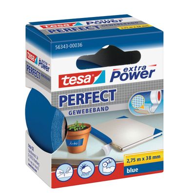 Tesa extra Power Perfect Gewebeband wetterfest strapazierfähig blau