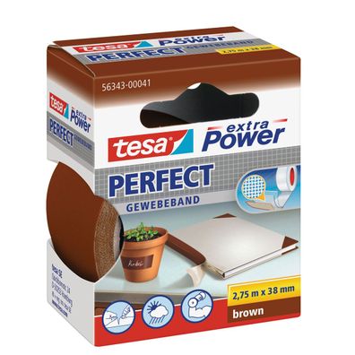 Tesa extra Power Perfect Gewebeklebeband beschriftbar reißfest braun