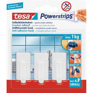 tesa Powerstrips Haken Small Classic weiss Selbstklebehaken Wand