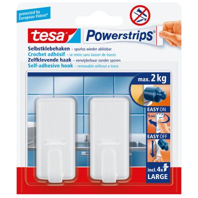 tesa Powerstrips Selbstklebehaken Large Classic weiss 2 Stück