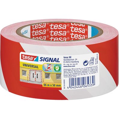 Tesa Signal Markierungsklebeband Signalklebeband rot weiß 66m x 50mm