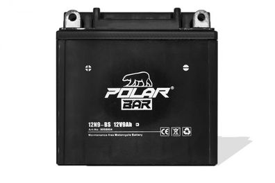 PolarBear Blei Gel Akku 12N9-BS 12V 9Ah Motorradbatterie Roller Quad Atv