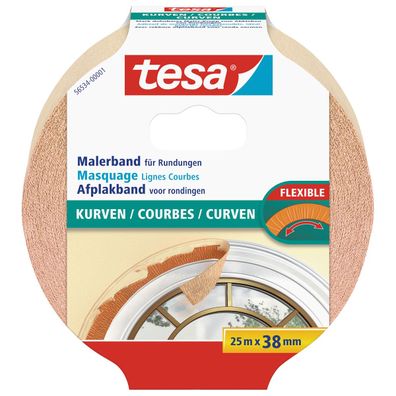 Tesa Malerband Kurven vielseitiges Kreppband beige 3.8cm x 25m