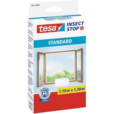 Tesa Cut Case Fliegengitter für Fenster Standard 110cm x 130cm Weiß