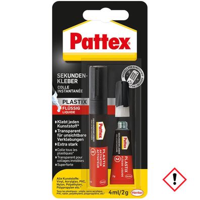 Pattex Sekundenkleber Plastik Speziell für Kunststoffe 4ml 2g